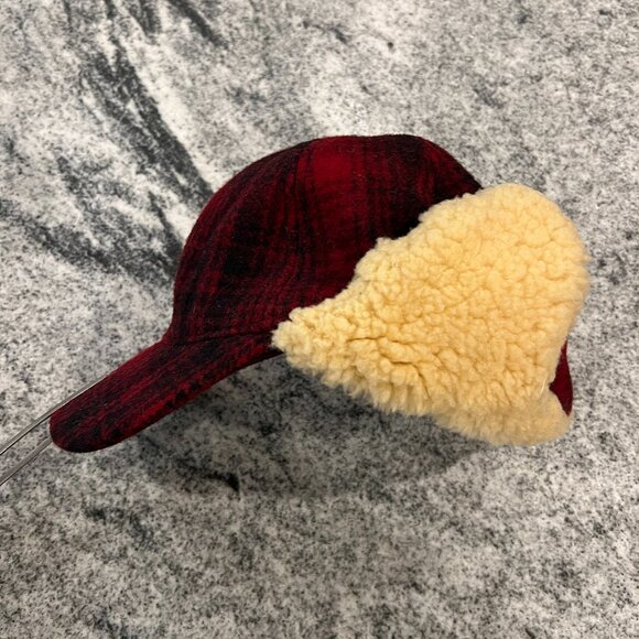 Vintage Classic Woolrich Red Plaid Buffalo Check Trapper Hat Sherpa Lined Sz M - Picture 1 of 7